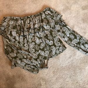 Off-the-Shoulder Green Flowy Top